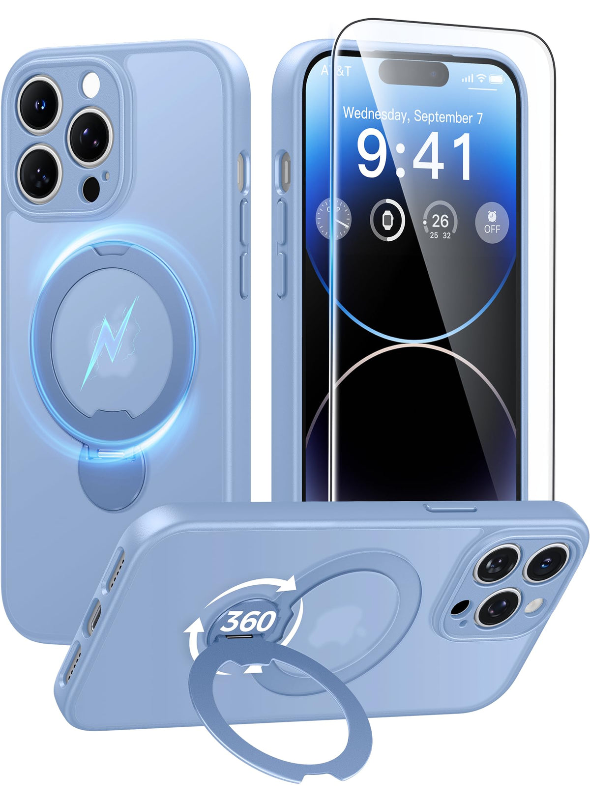 FNTCASE for Samsung Galaxy Z Fold 7 Case with 360 Spin Magnetic Stand Black