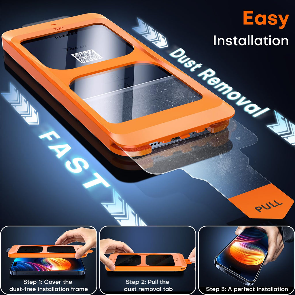TOCOL for iPhone 17 Pro Max Screen Protector, Easy Installation