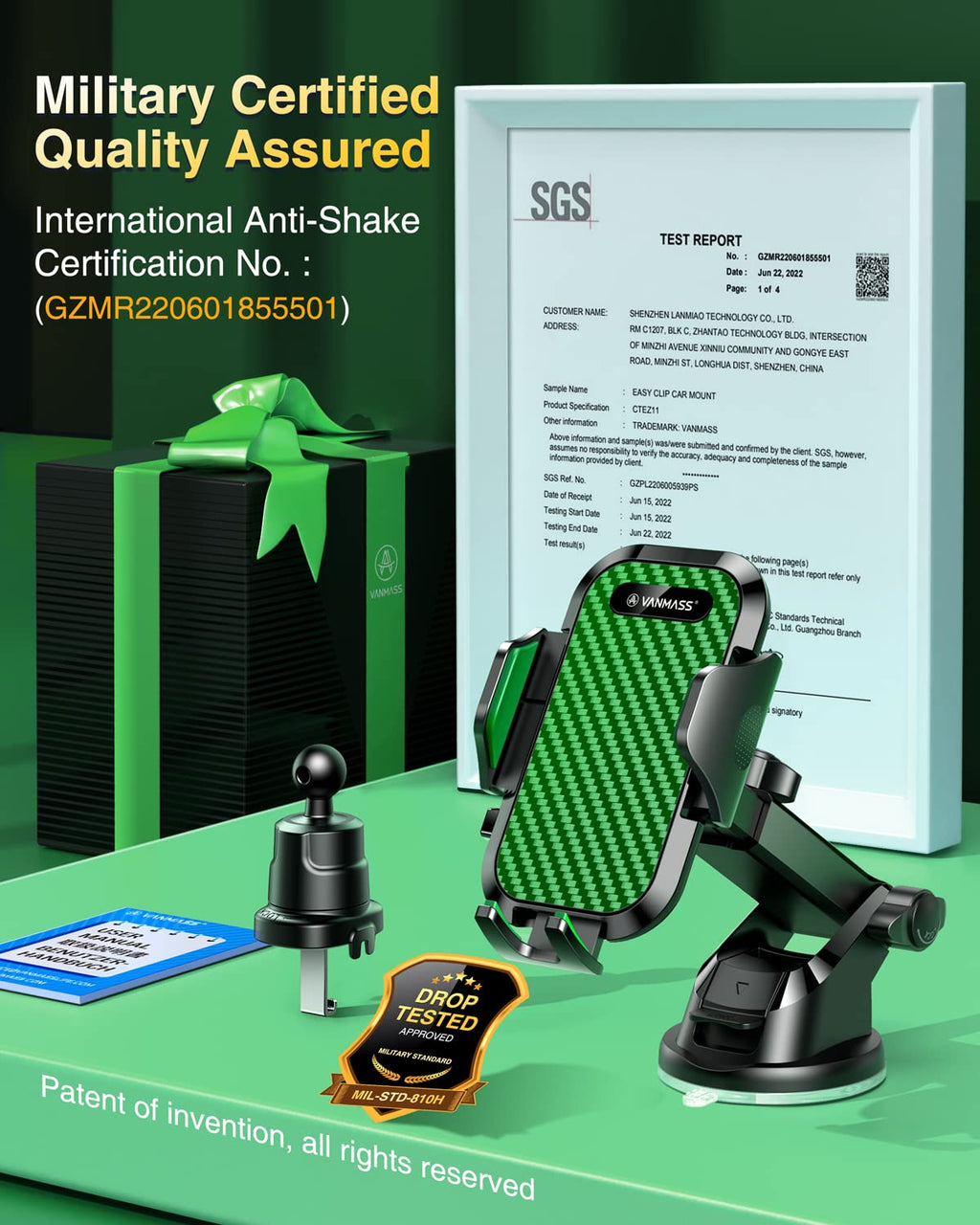 VANMASS Car Phone Holder 2026 Ultimate Military-Grade Strongest Suction & Clip Windshield Dashboard【Newest Best Strongest】 Cell Phone Automotive Dash Gauge Accents for iPhone 18 Pro Max 17 16 15 14