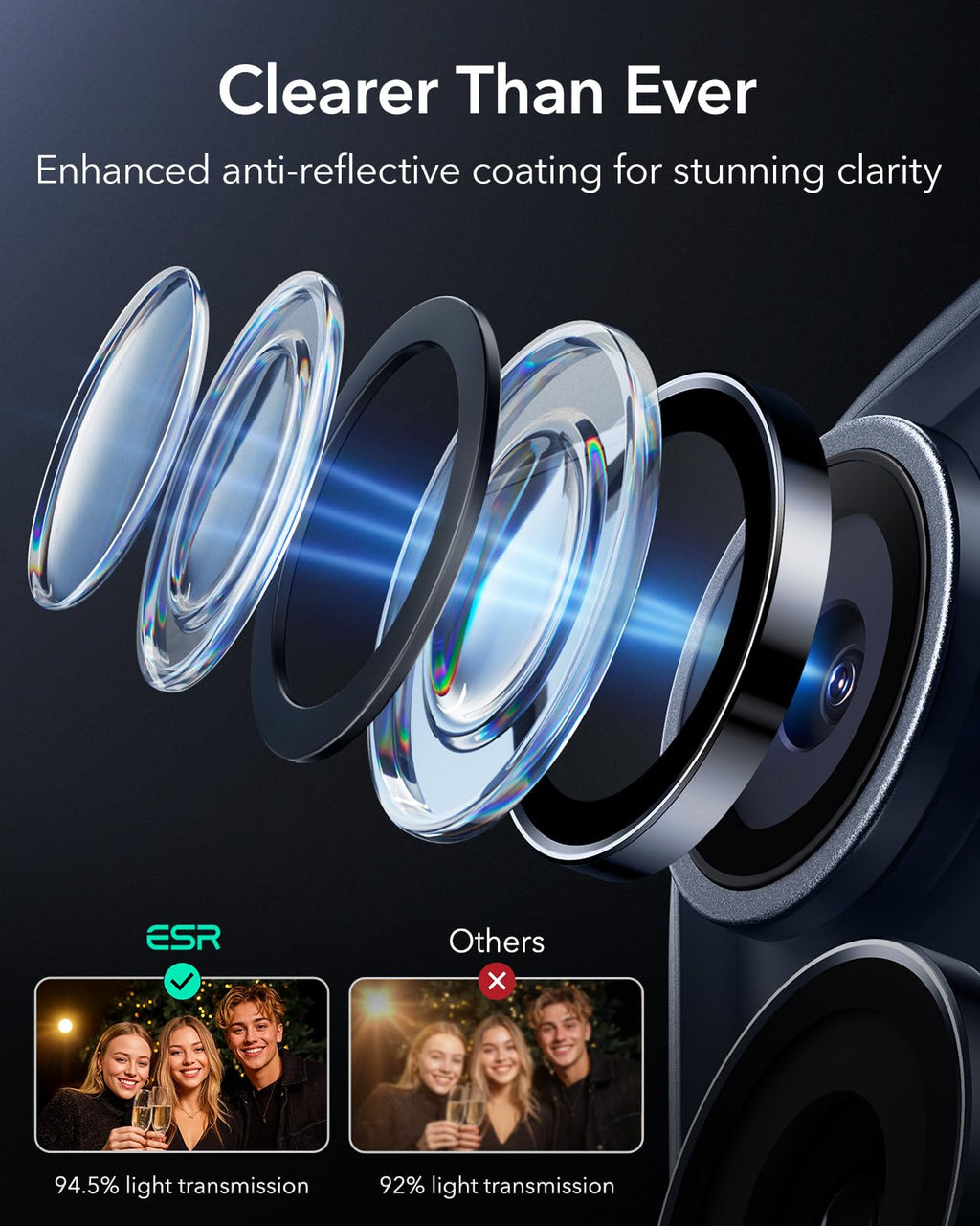 ESR for iPhone Duo Camera Lens Protector, 2 Pack, Black