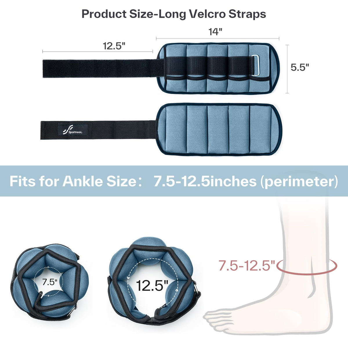 Sportneer Adjustable Ankle Weights, 2-10 lb per Pair, Removable Weights