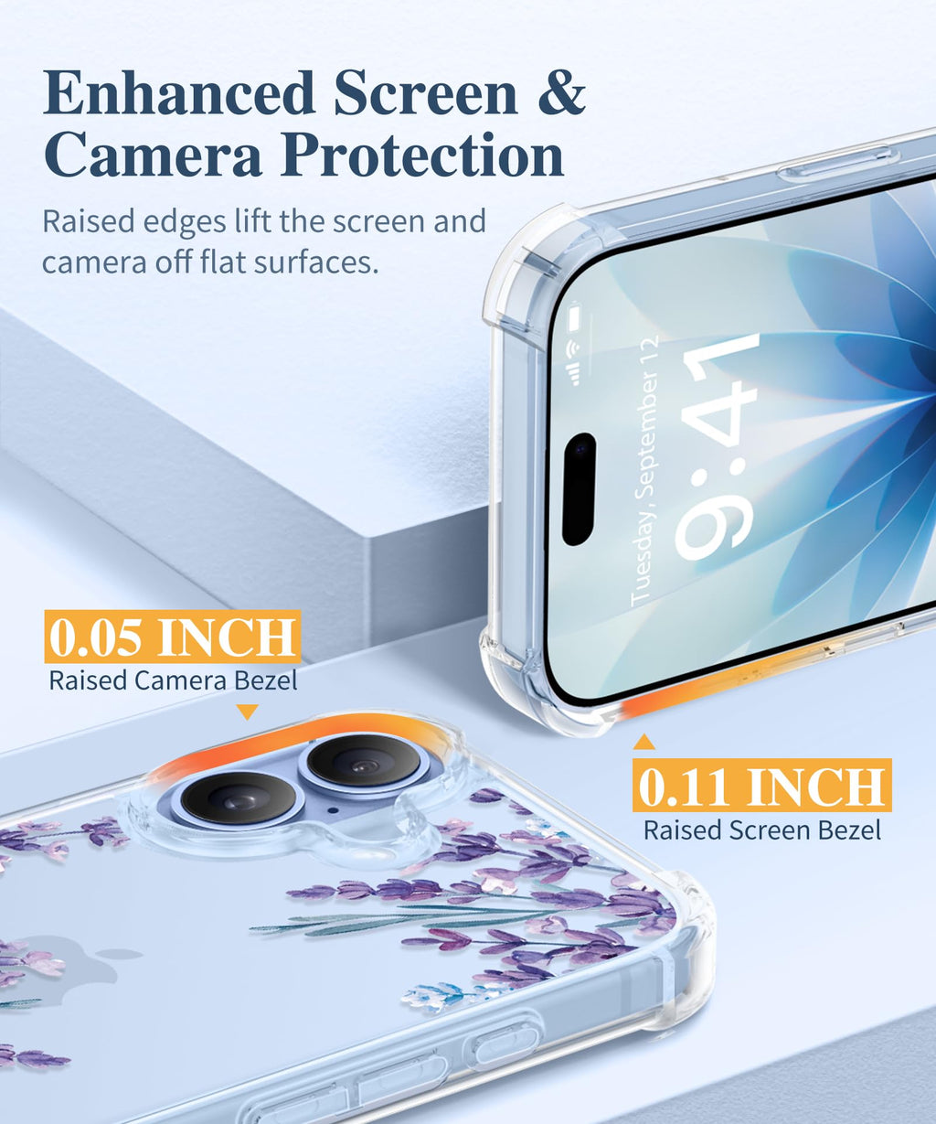 GVIEWIN for iPhone 18 Pro Max Case/17 Pro Max Case Floral Clear Slim Women