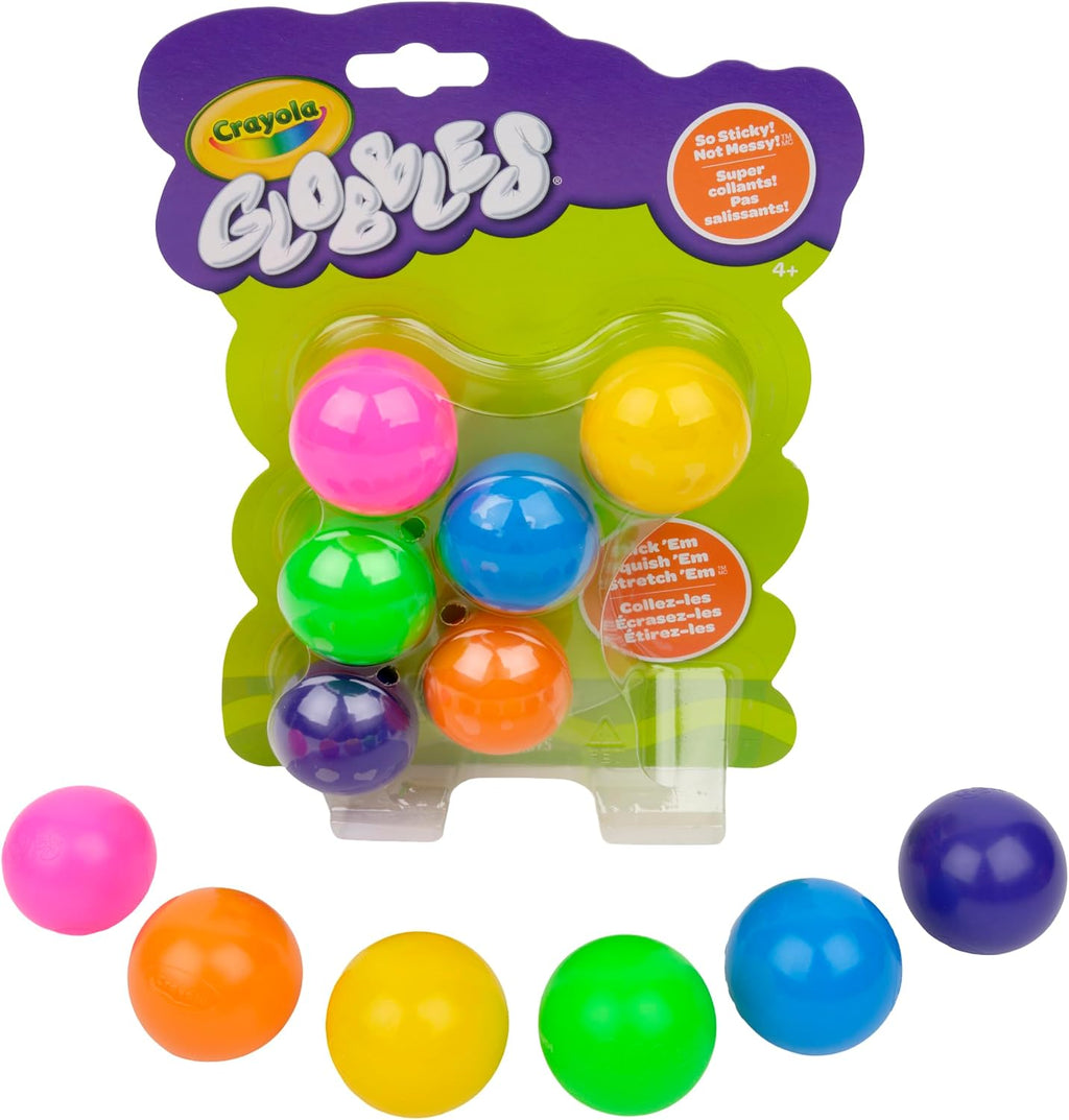 Crayola Globbles Fidget Toy (6ct), Sticky Stress Ball for Adults & Kids, Squishy Balls, Calming Sensory Gifts for Stress Relief