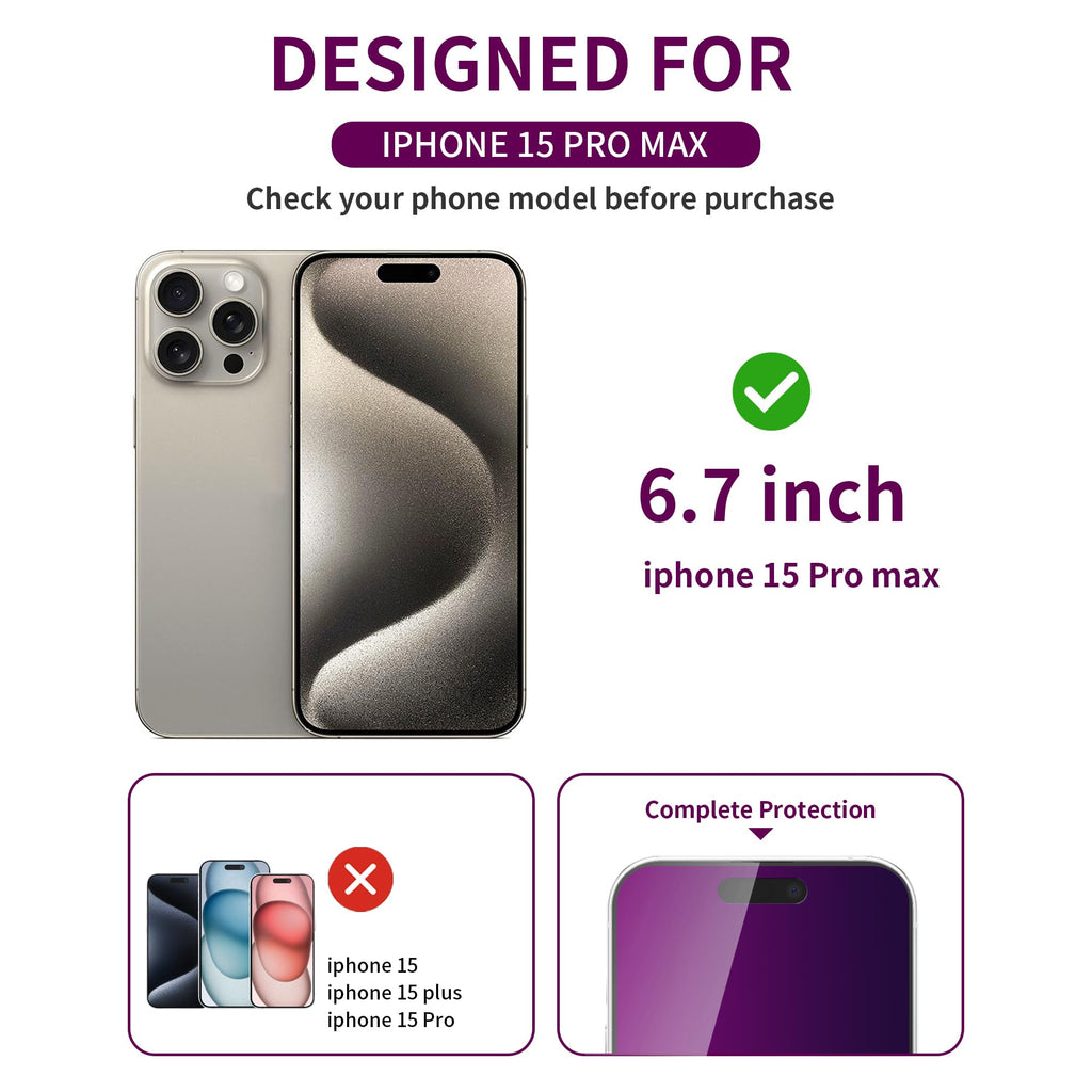 2 Pack Privacy Screen Protector for iPhone 14 Pro Max Purple