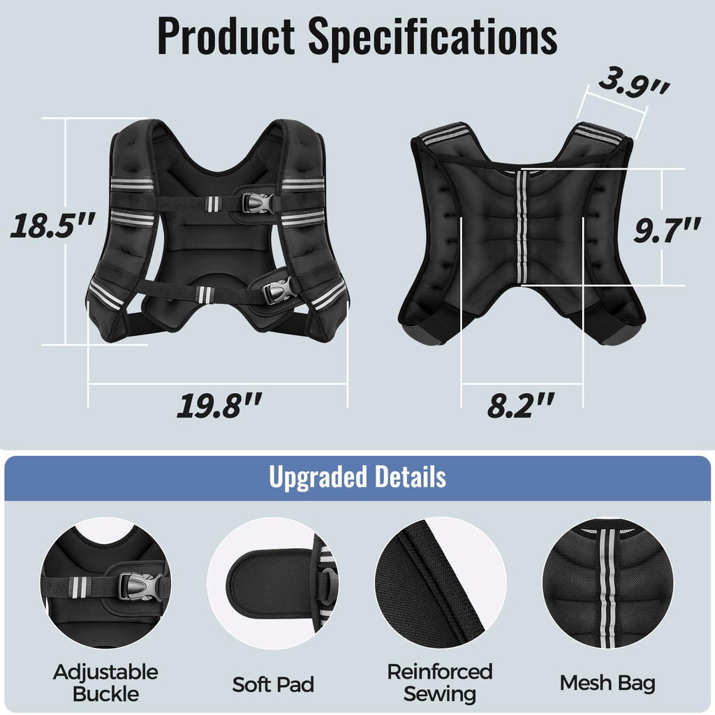 Zeerun Weighted Vest, 6/8/10/12/15/18/20/24/30LB for Men Women