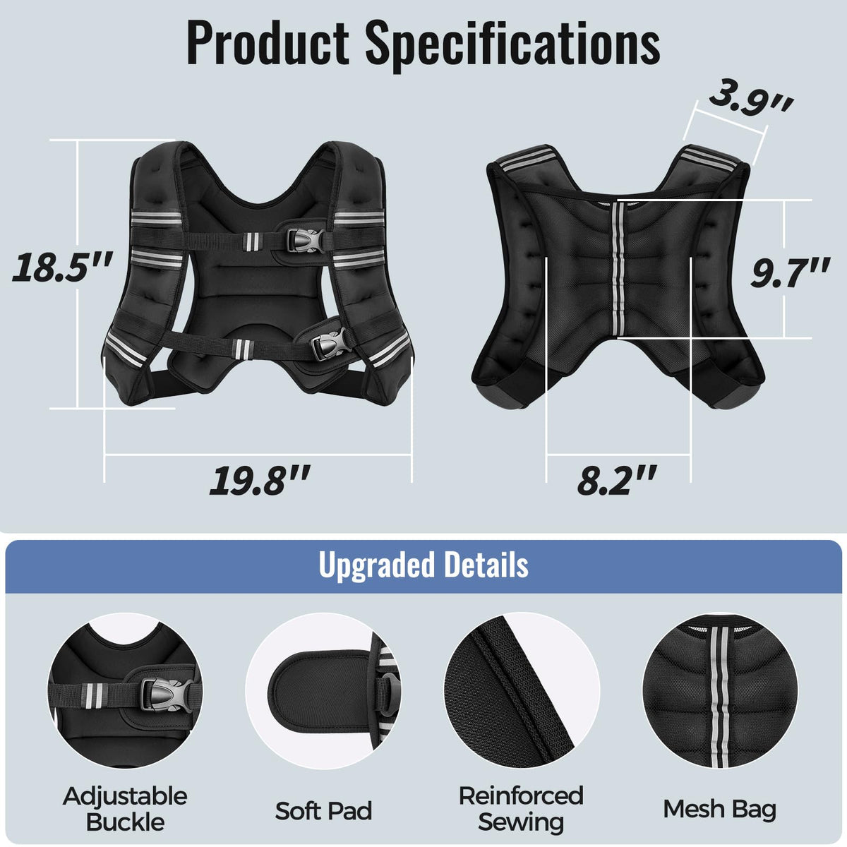 Zeerun Weighted Vest, 6/8/10/12/15/18/20/24/30LB for Men Women