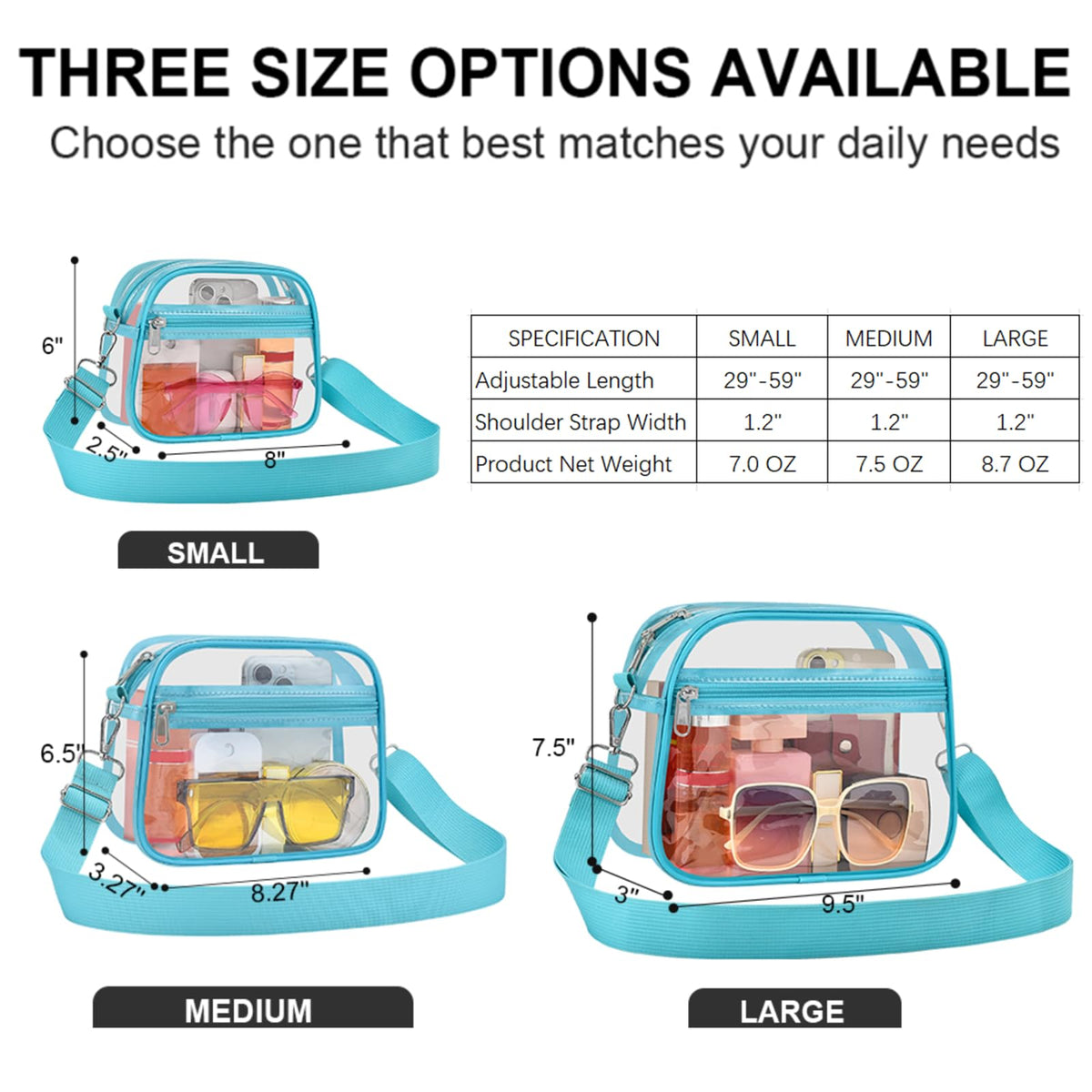 USPECLARE Clear Bag for Stadium Events Clear Sports Fan Handbags Purses
