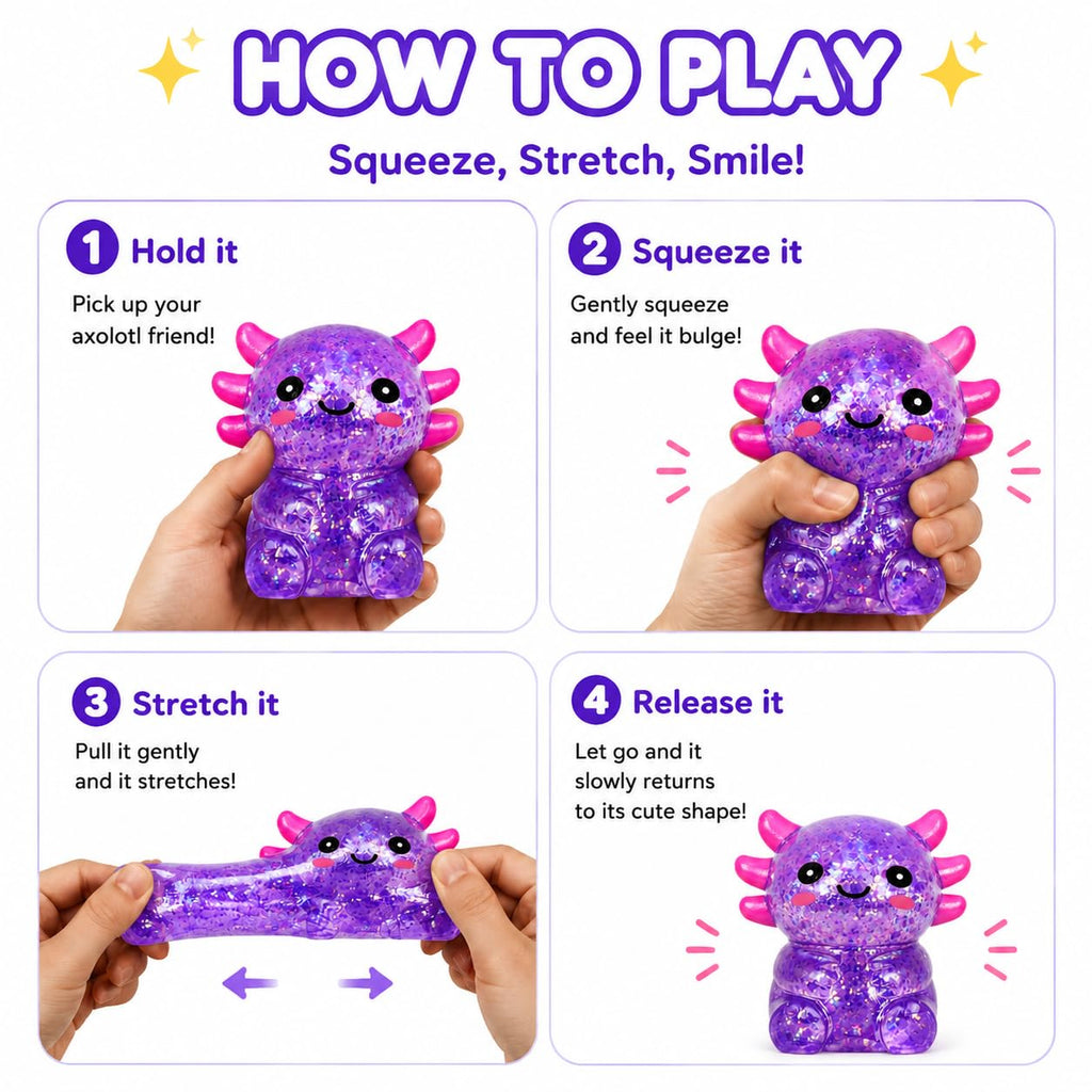 Axolotl Squishy Stress Ball, Soft Slow Rising Sensory Toy