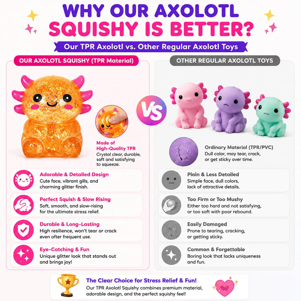 Axolotl Squishy Stress Ball, Soft Slow Rising Sensory Toy