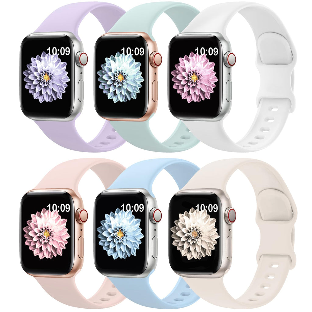 6 Pack Sport Silicone Bands Compatible with Apple Watch Band for Women Men