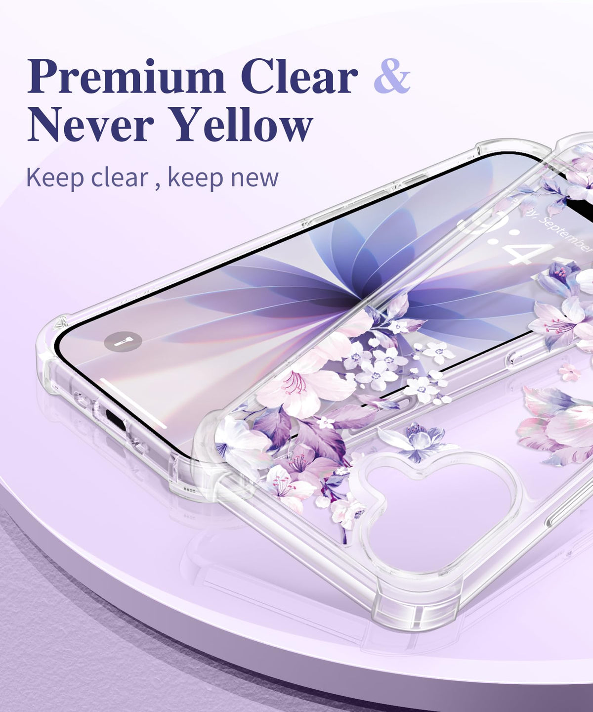 GVIEWIN for iPhone 18 Pro Max Case/17 Pro Max Case Floral Clear Slim Women