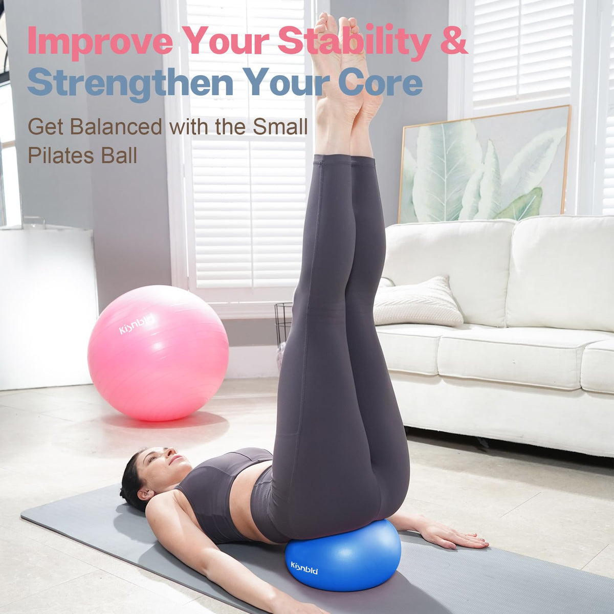 kisnbld 9 Inch Pilates Ball, Small Exercise Ball for Core &Physical Therapy