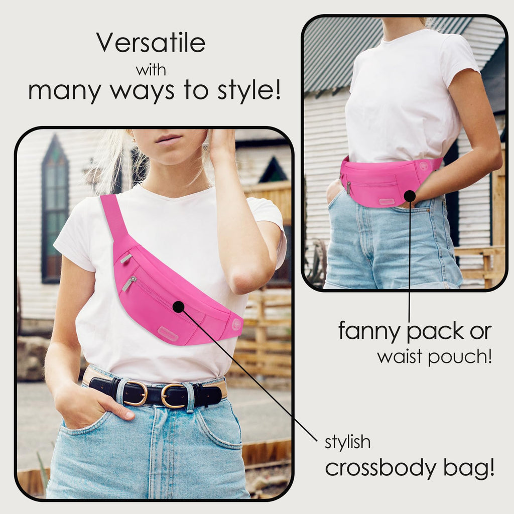 MAXTOP Large Fanny Pack for Women Men Crossbody Bag with 4-Zipper Pockets