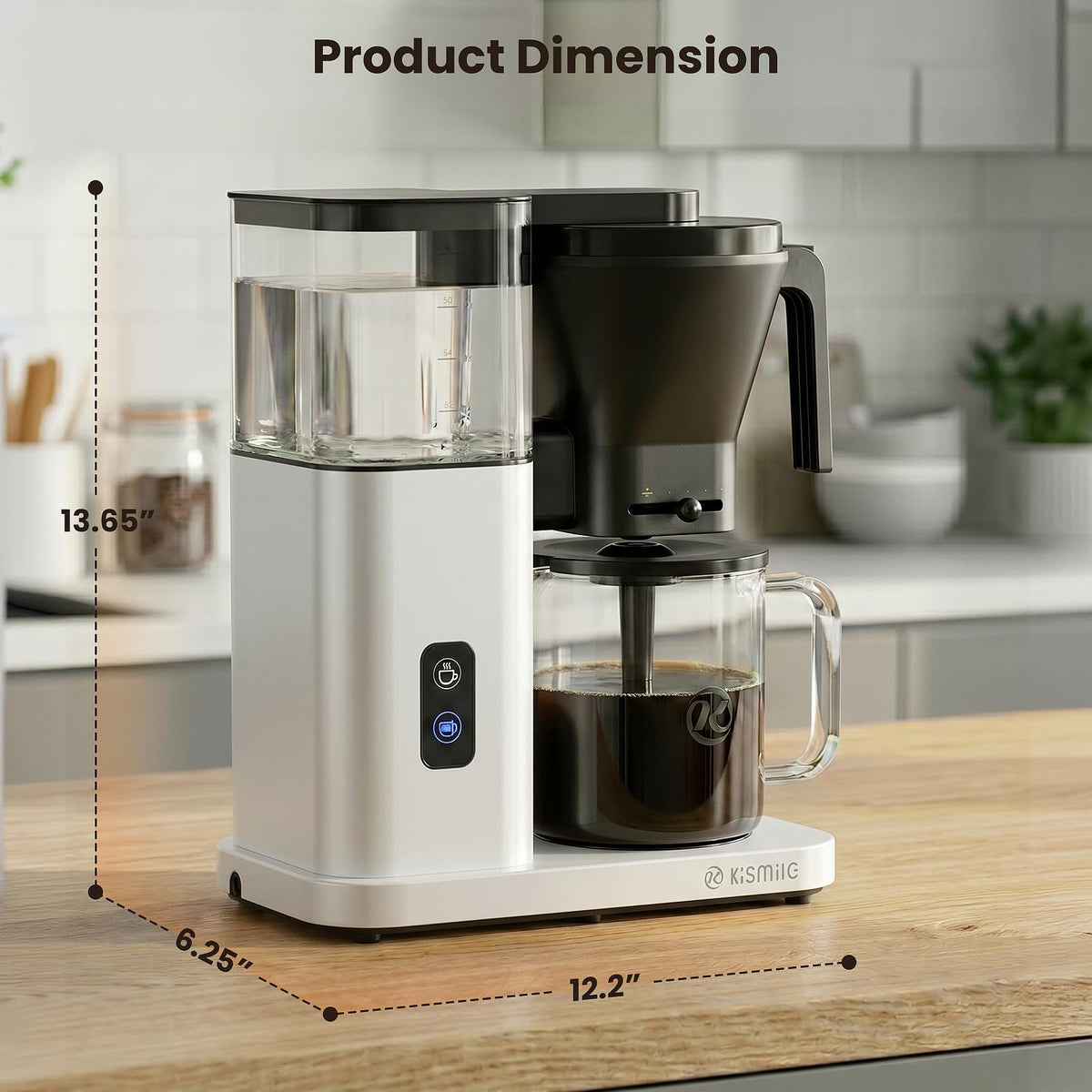 Kismile SCA Certified 8-Cup Coffee Maker, 6-Min Quick Brew, Hot & Cold Brew Coffee Machine, Adjustable Flow Control, Magnetic Anti-Drip, Keep Warm, DIY Manual Mode, Dishwasher Safe, Olive Green