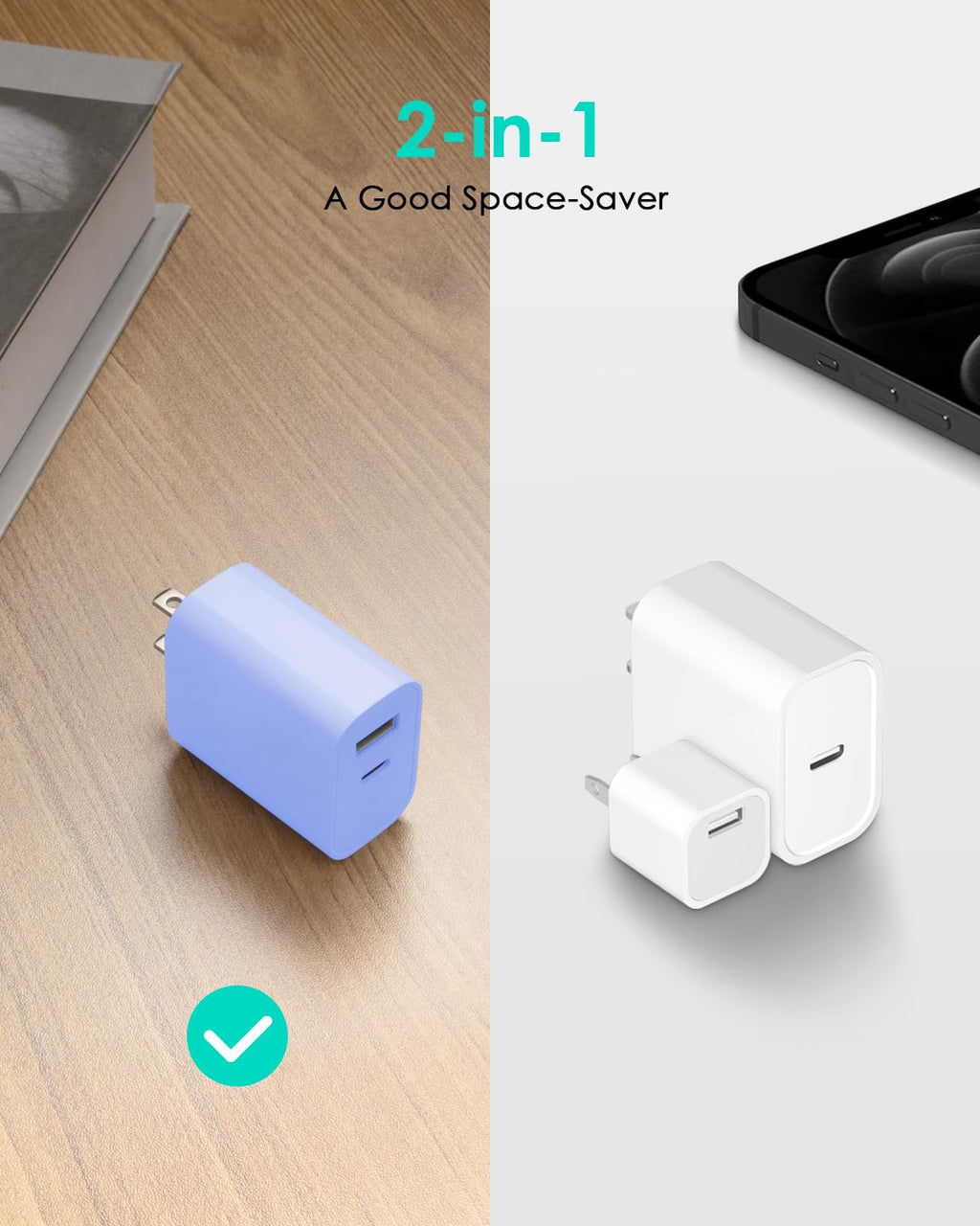 [4 Pack] 20W USB C Charger Block Fast Charging Multiport Adapter