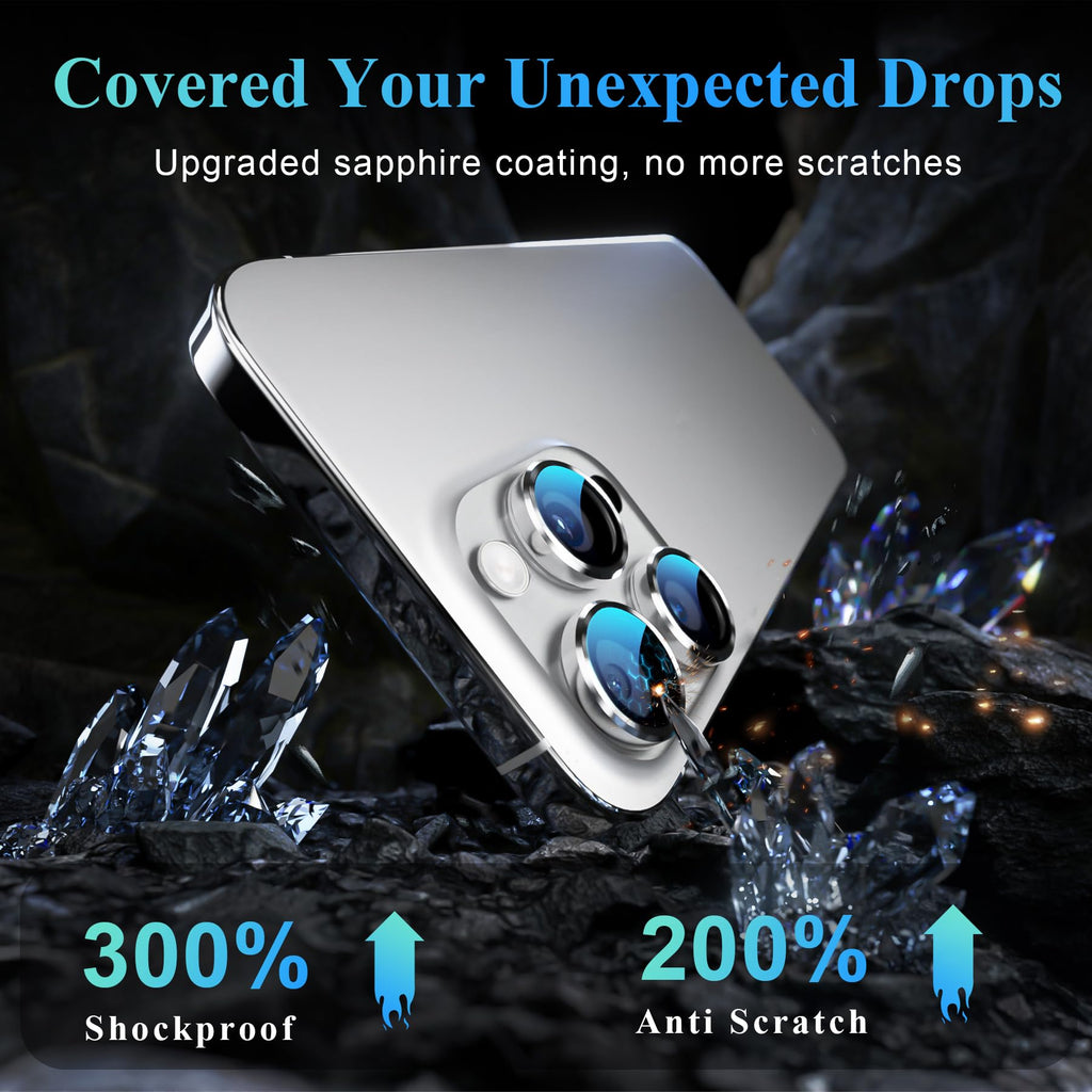YWXTW Camera Lens Protector for iPhone 16 Pro/iPhone 16 Pro Max, [1 Step Installation Tray] Tempered Glass Screen Protector Metal Individual Camera Cover Accessories Case Friendly (Desert Titanium)