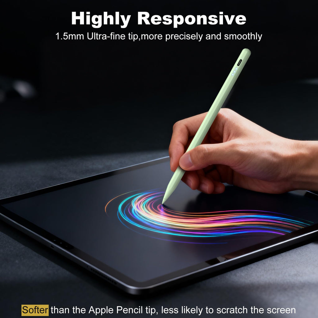 Stylus Pen for iPad, 13 mins Fast Charge Stylus with Palm Rejection, Tilt Sensitivity, Compatible with 2018-2025 iPad Air 3/4/5/6, iPad mini 5/6, iPad 6/7/8/9/10, iPad Pro 11"/12.9"/M4 (Black)