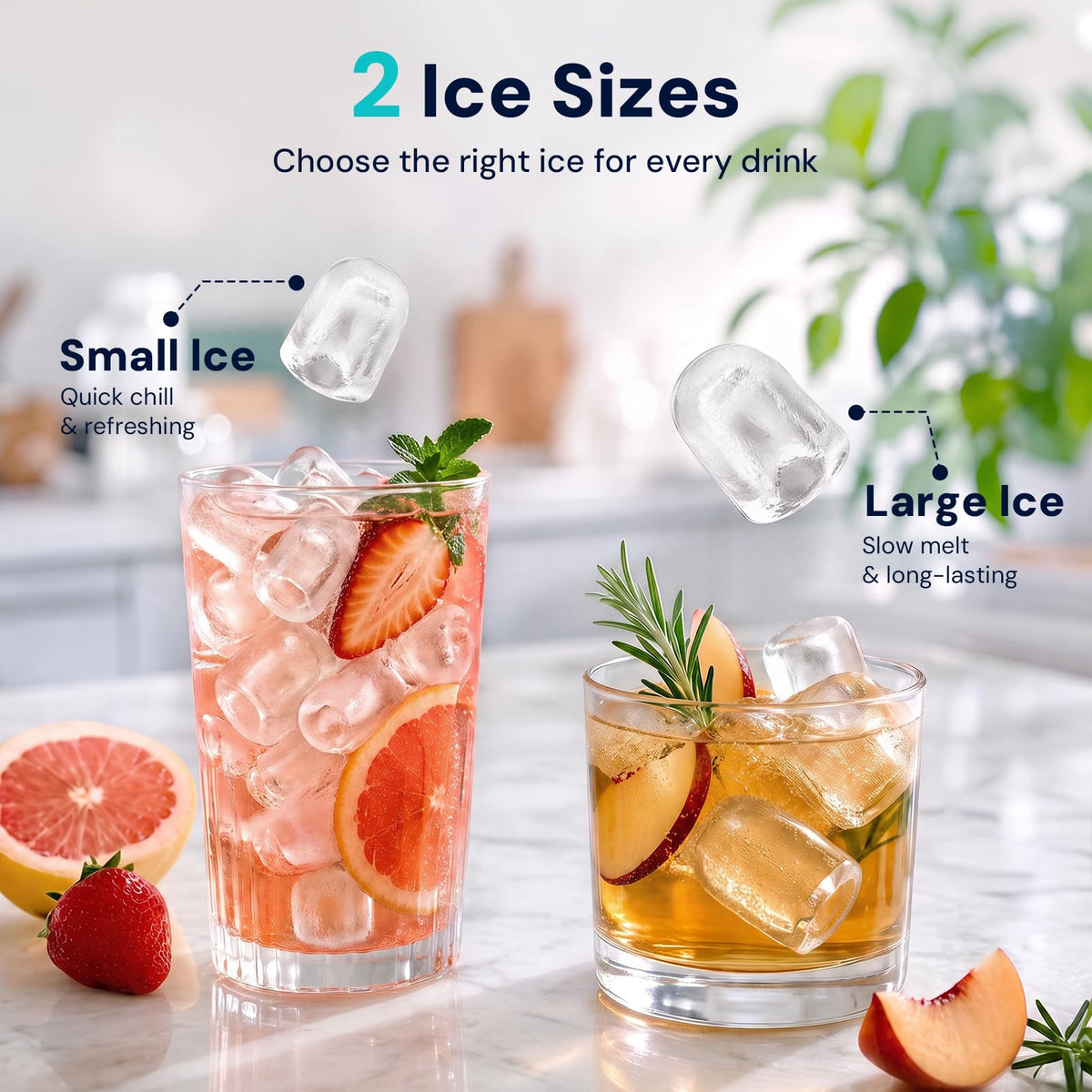 Kismile Countertop Ice Maker Machine, 26Lbs/Day Fastest 6‑Min Ice, Black