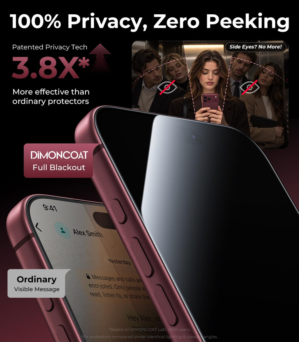 DIMONCOAT Top 9H++ Glass 2 Pack for iPhone 17 Pro Screen Protector 6.3''