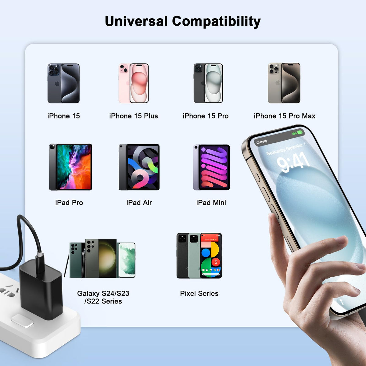 iPhone 18 17 16 15 Charger Fast Charging 10FT 20W USB C Charger Block Cable