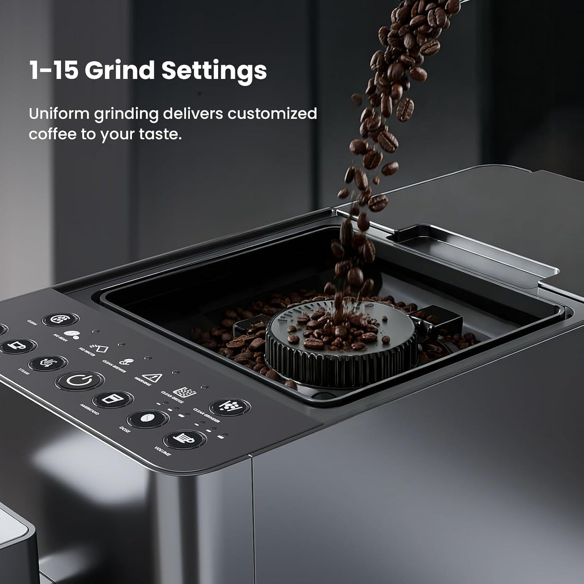 Kismile 20 Bar Automatic Espresso Machine, All-in-One Grind and Brew Coffee Maker with Built-in Grinder, Cappuccino Machines with Milk Frother, One-Touch Americano and Lattes for Home/Office/Gift