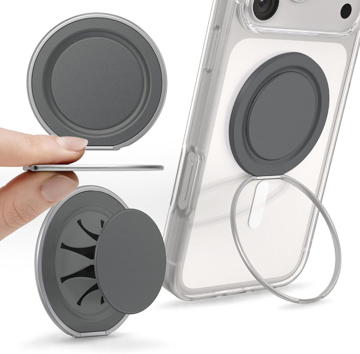 PopSockets Low-Pro Grip for MagSafe, Thin Profile- Gunmetal