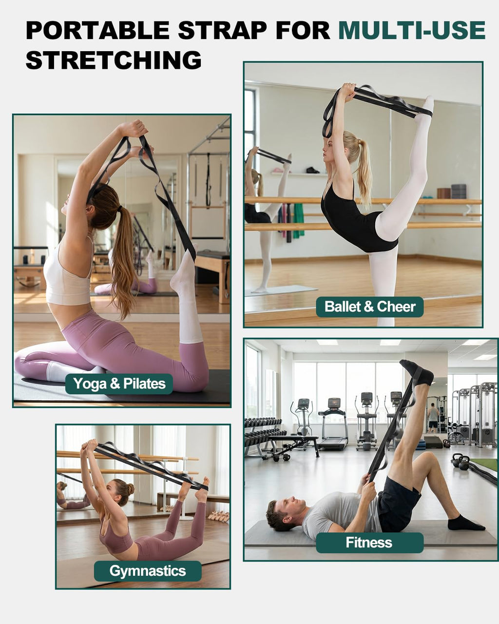 Trideer Stretching Strap with Loops, Yoga Strap, Stretch Bands for Exercise