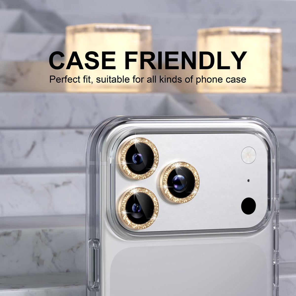 Choiche for iPhone 18 Pro/Pro Max Camera Lens Protector, Glitter Burgundy