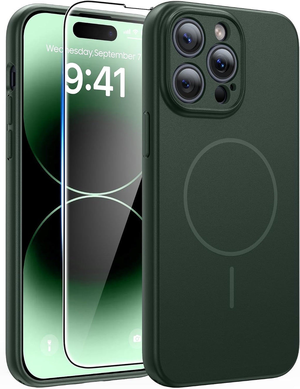 FNTCASE for iPhone 14 Pro Max Case Green: Compatible with MagSafe