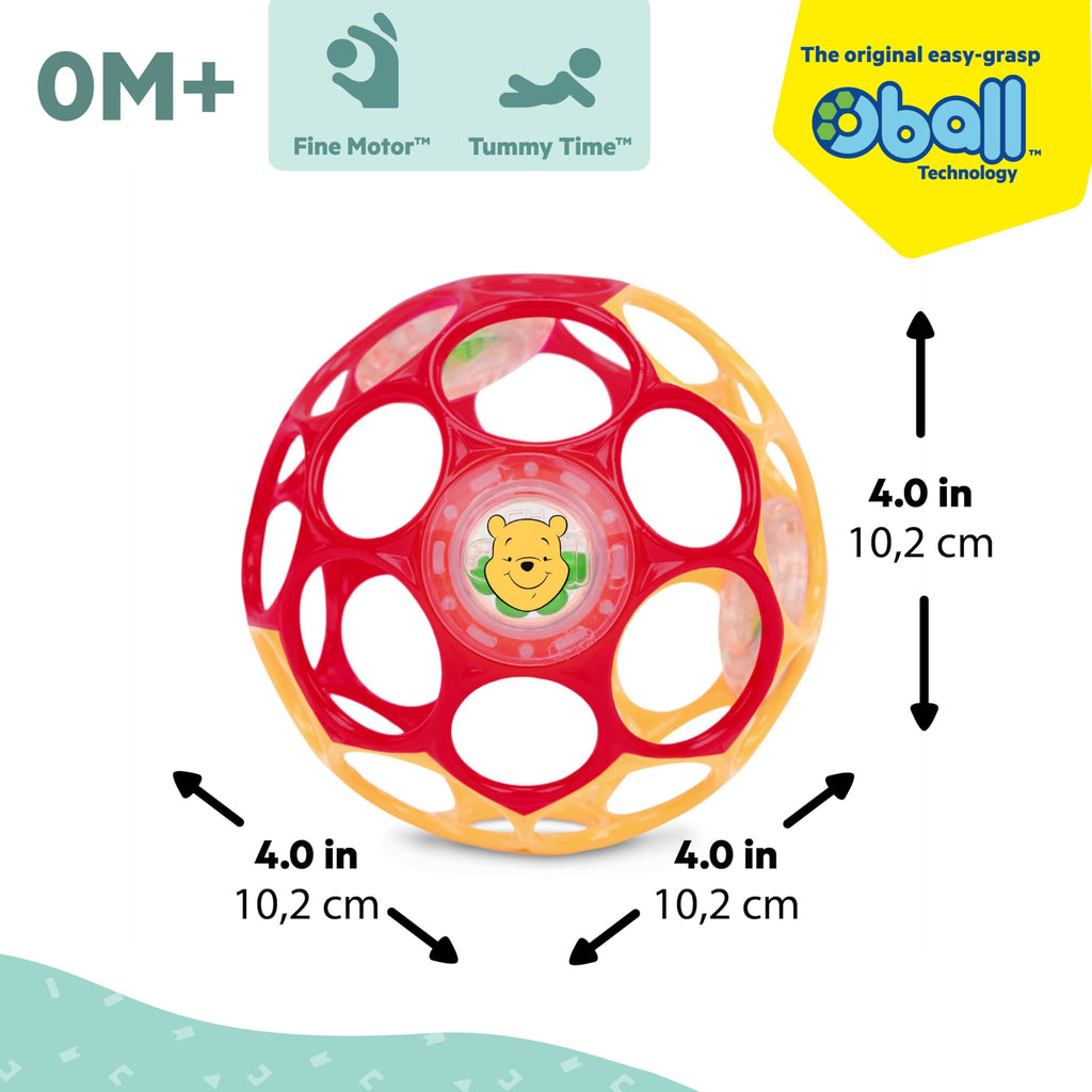 Bright Starts Oball Easy Grasp Classic Ball BPA-Free Infant Toy in Red, Yellow, Green, Blue, Age Newborn and up, 4 Inches