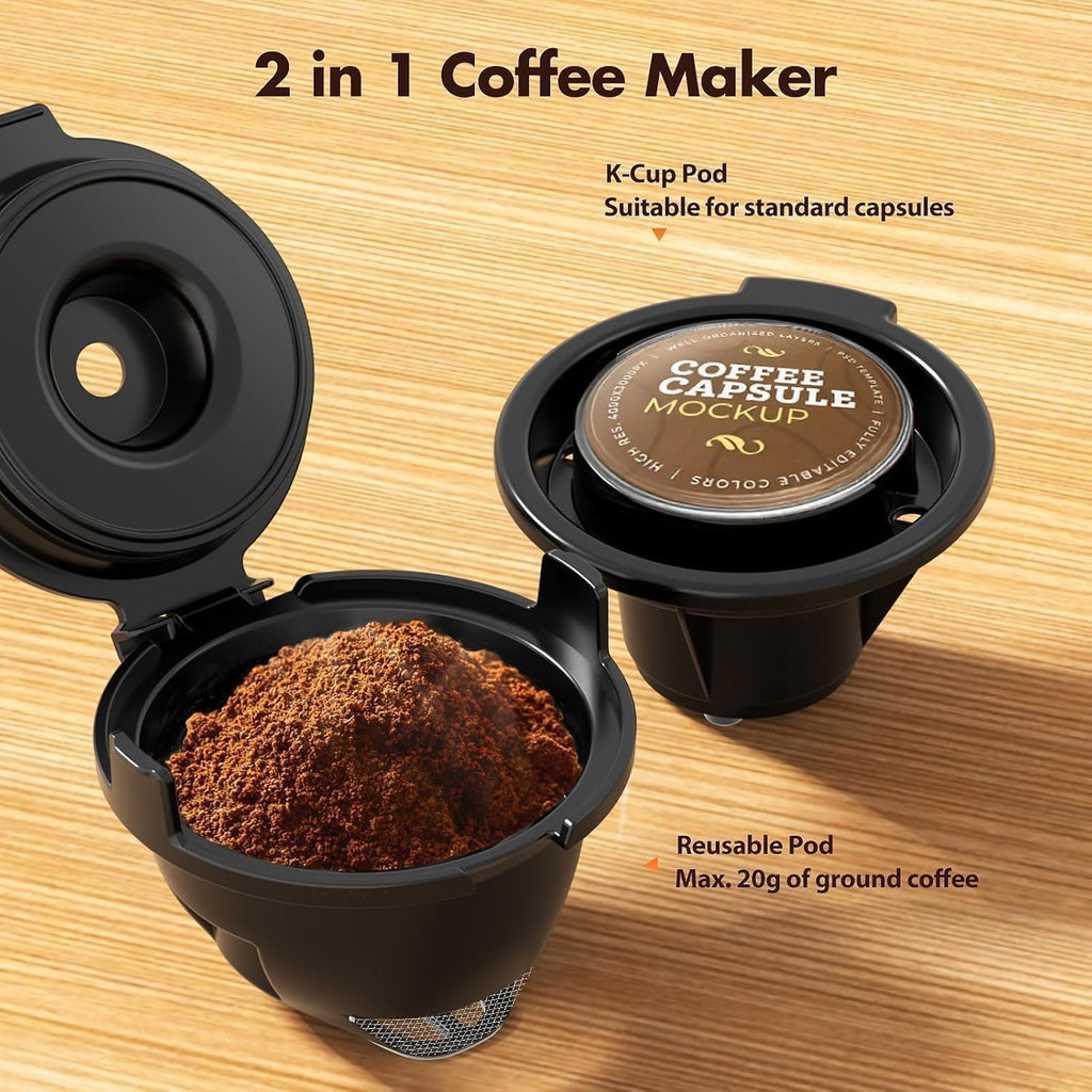 Kismile Single Serve Coffee Maker, 2-in-1 Coffee Pod & Ground Brewer