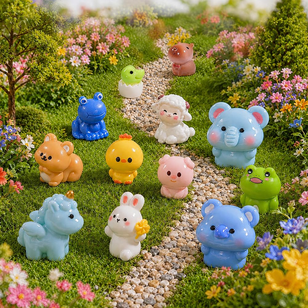 DIYDEC 40PCS Christmas Mini Ducks Figures Toys Miniature Resin Animal Decor
