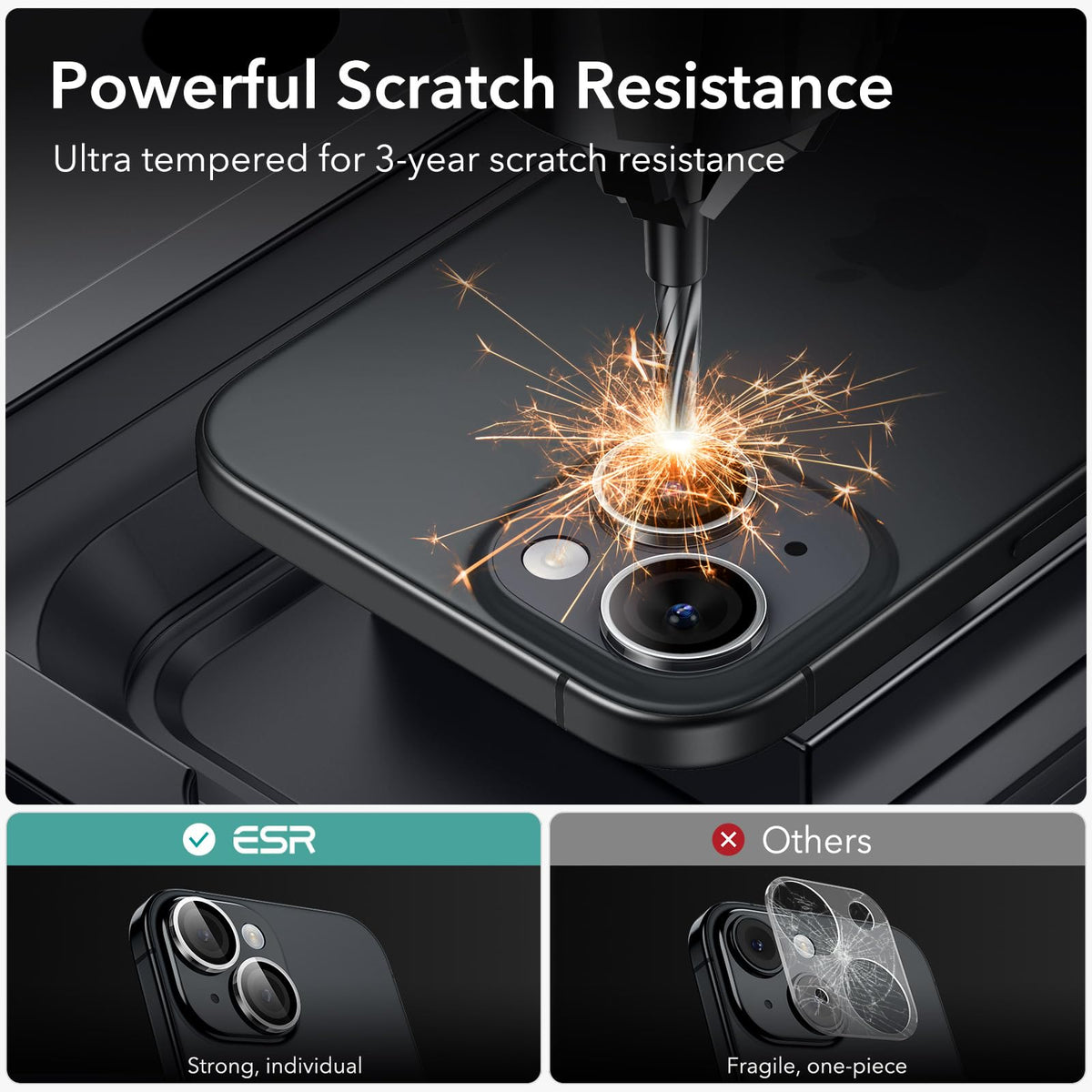 ESR for iPhone Duo Camera Lens Protector, 2 Pack, Black