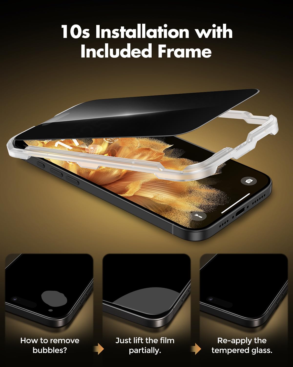 UNBREAKcable Privacy Screen Protector for iPhone 16 Pro Max, Full Coverage
