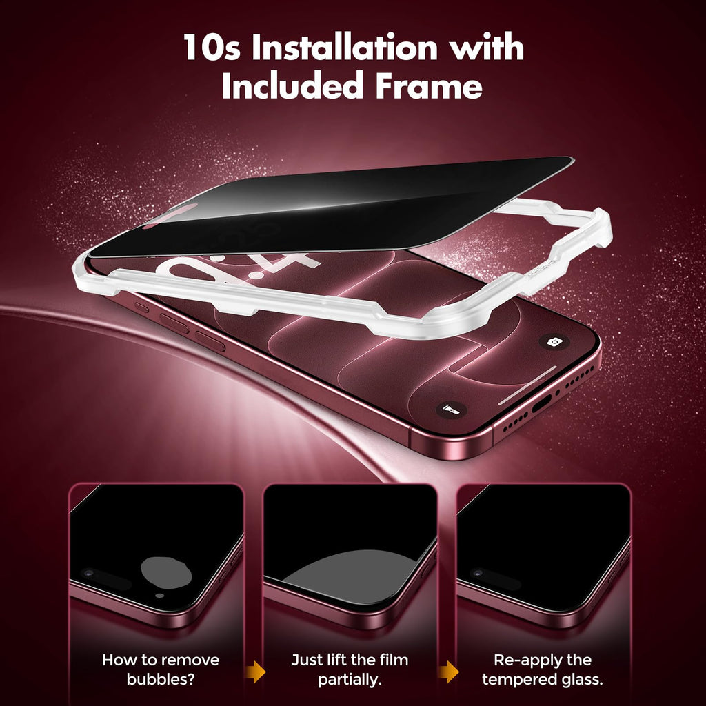 UNBREAKcable Privacy Screen Protector for iPhone 16 Pro Max, Full Coverage