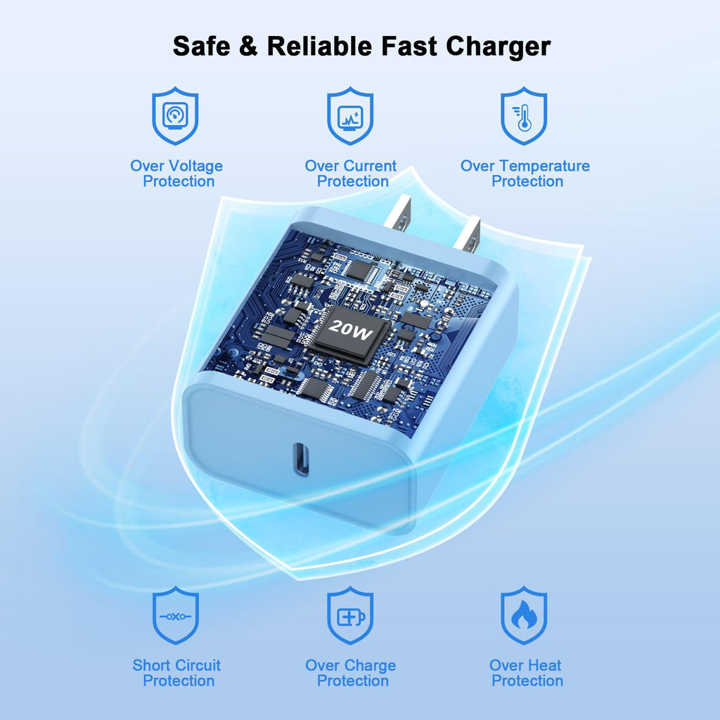 iPhone 18 17 16 15 Charger Fast Charging 10FT 20W USB C Charger Block Cable