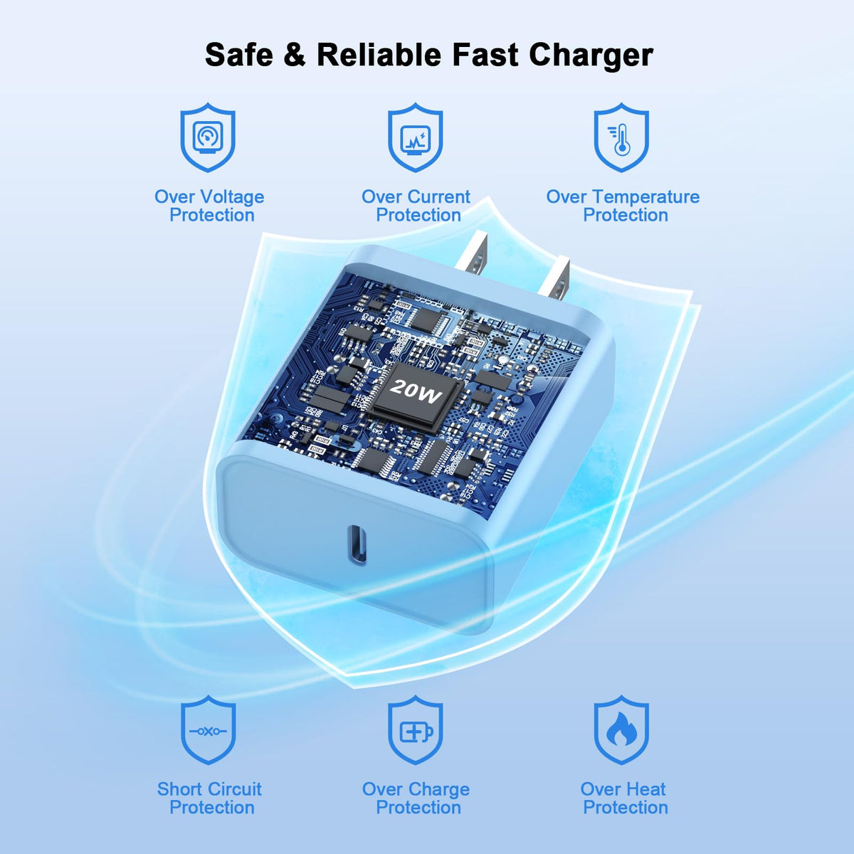 iPhone 18 17 16 15 Charger Fast Charging 10FT 20W USB C Charger Block Cable