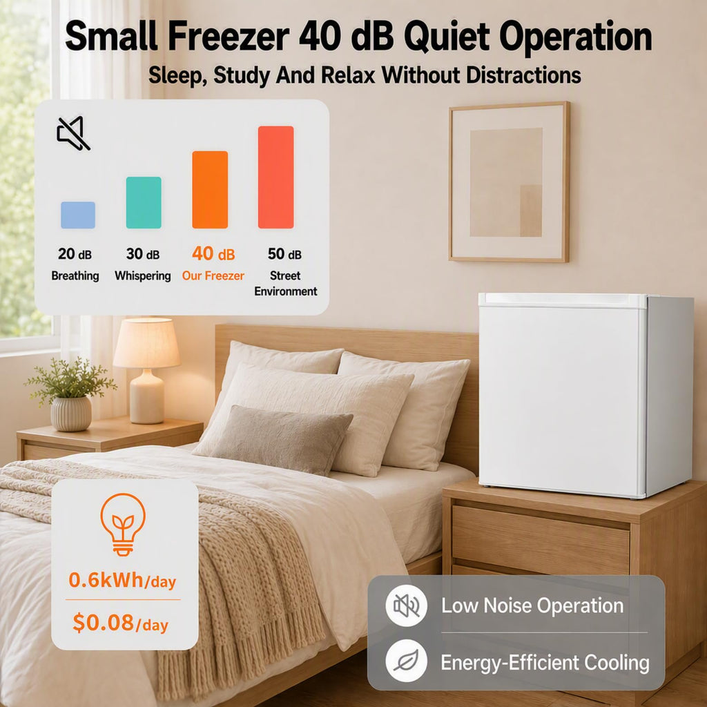 Kismile 1.1 Cu.ft Upright Mini Freezer for Dorms Apartment, Stainless Steel