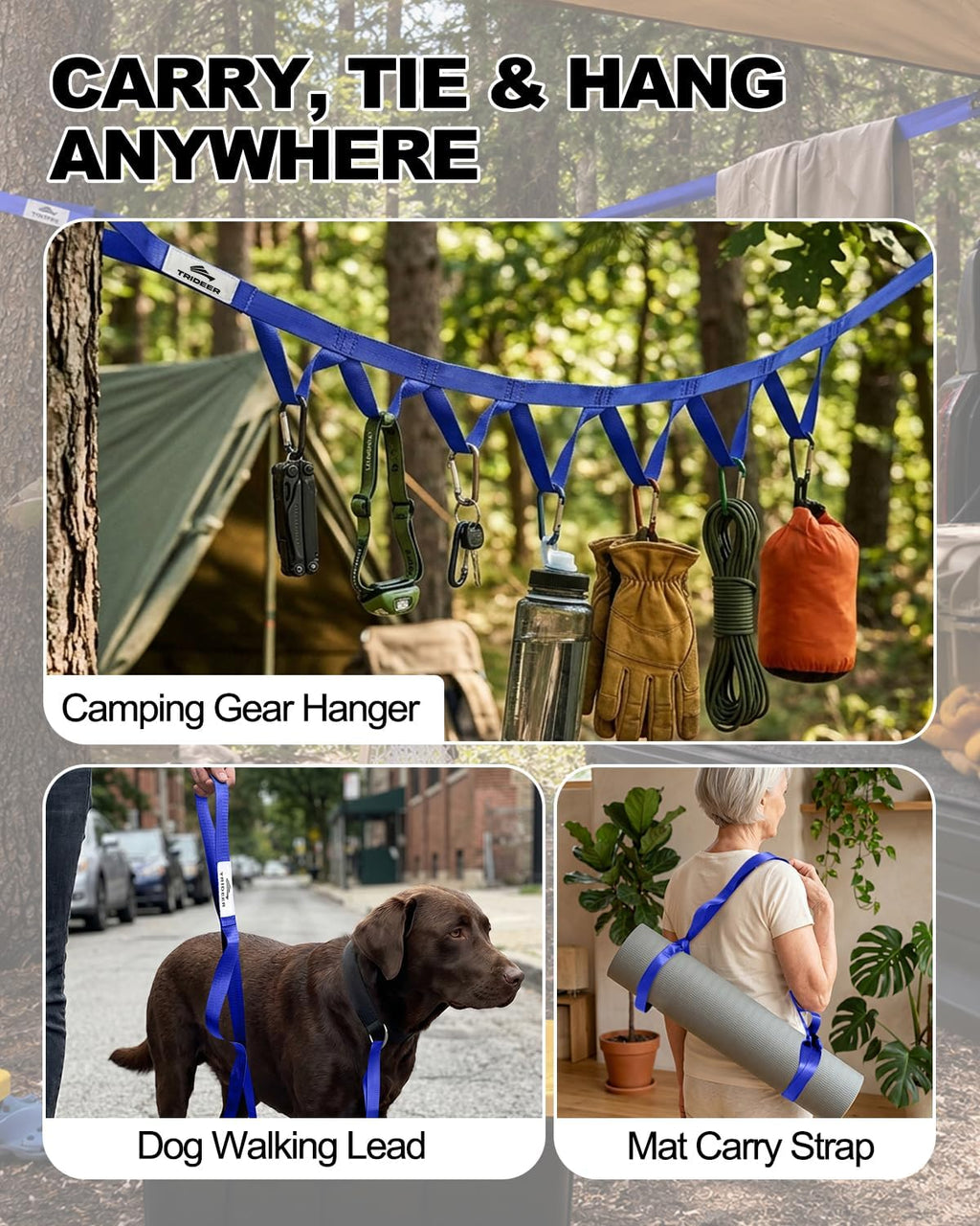 Trideer Stretching Strap with Loops, Yoga Strap, Stretch Bands for Exercise