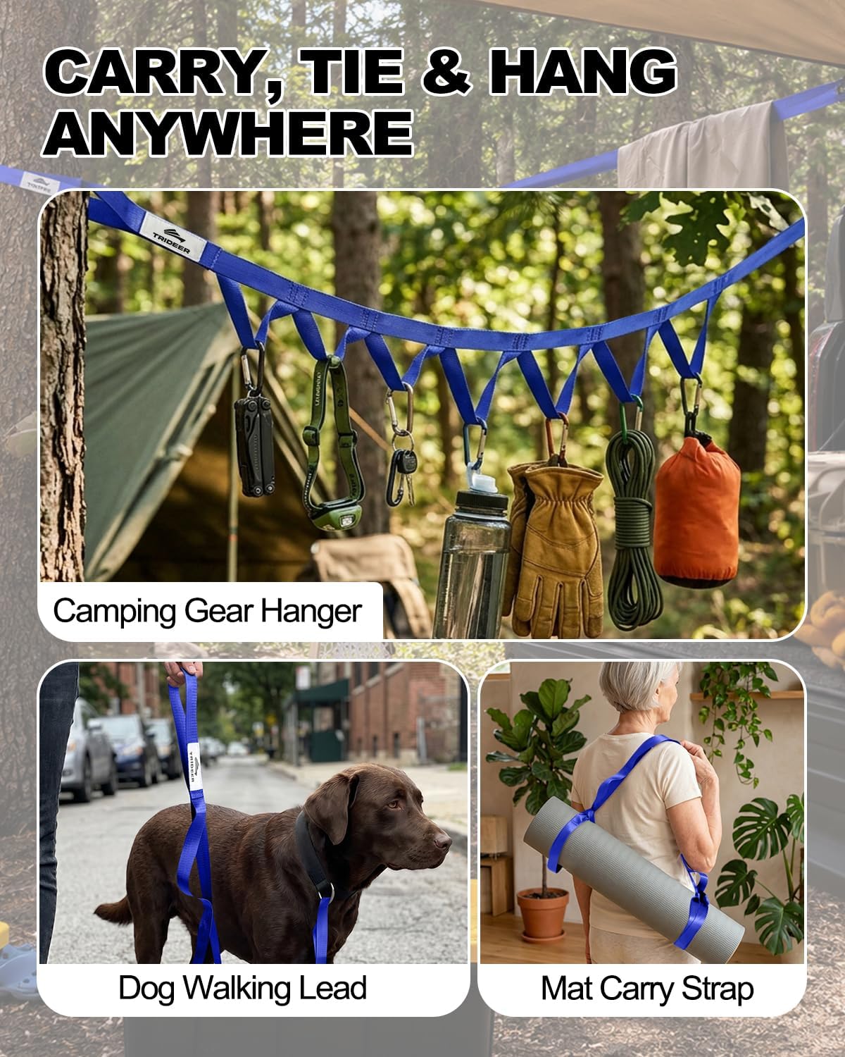 Trideer Stretching Strap with Loops, Yoga Strap, Stretch Bands for Exercise
