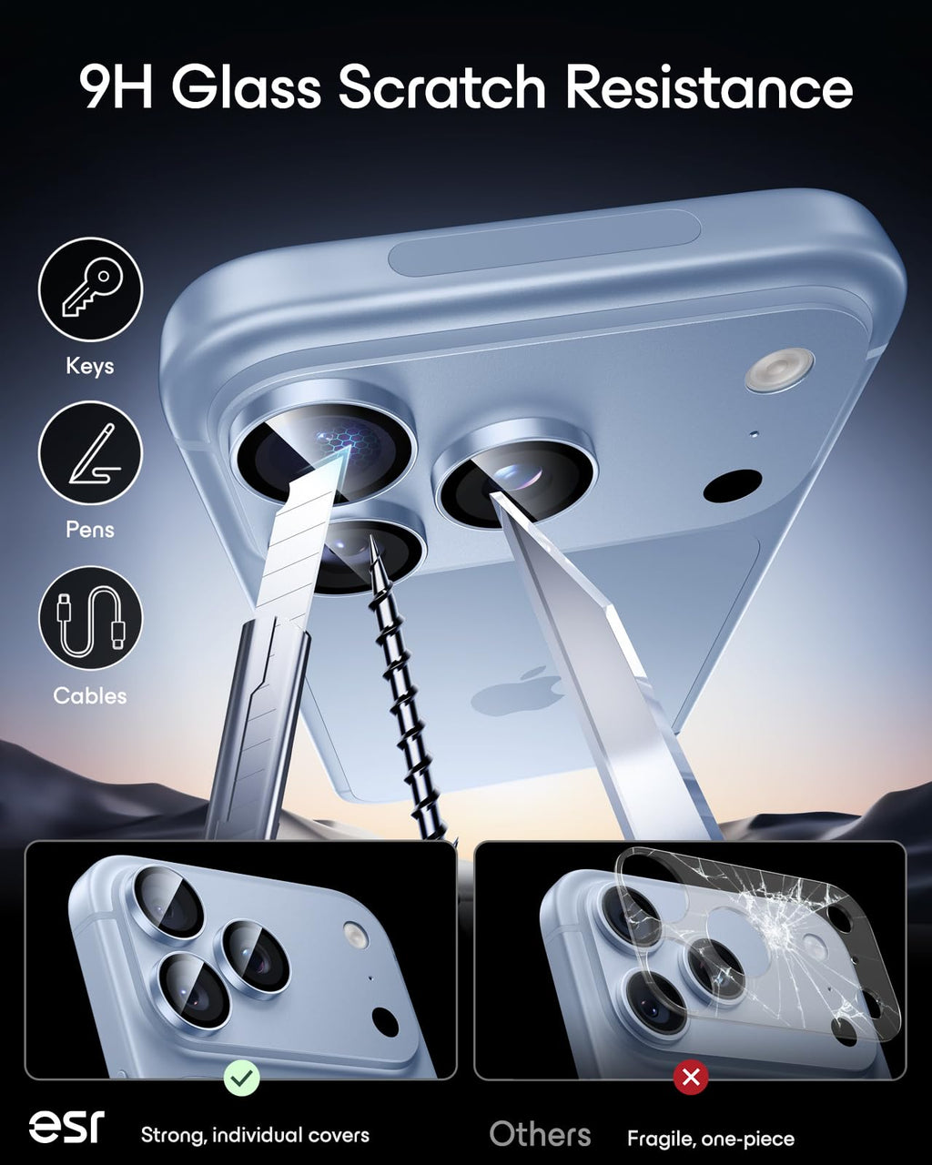 ESR for iPhone Duo Camera Lens Protector, 2 Pack, Black
