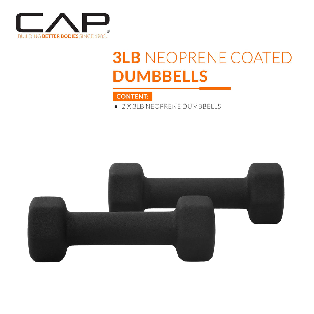 CAP Neoprene Dumbbell Pairs & Sets, Non-Slip Grip, Hex Design