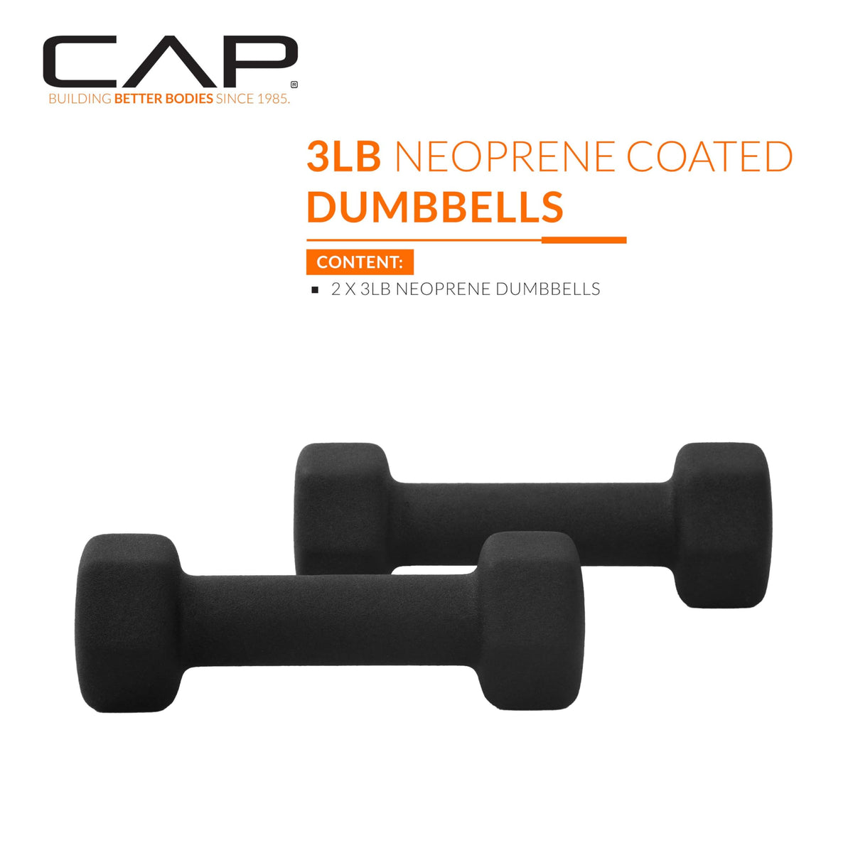 CAP Neoprene Dumbbell Pairs & Sets, Non-Slip Grip, Hex Design