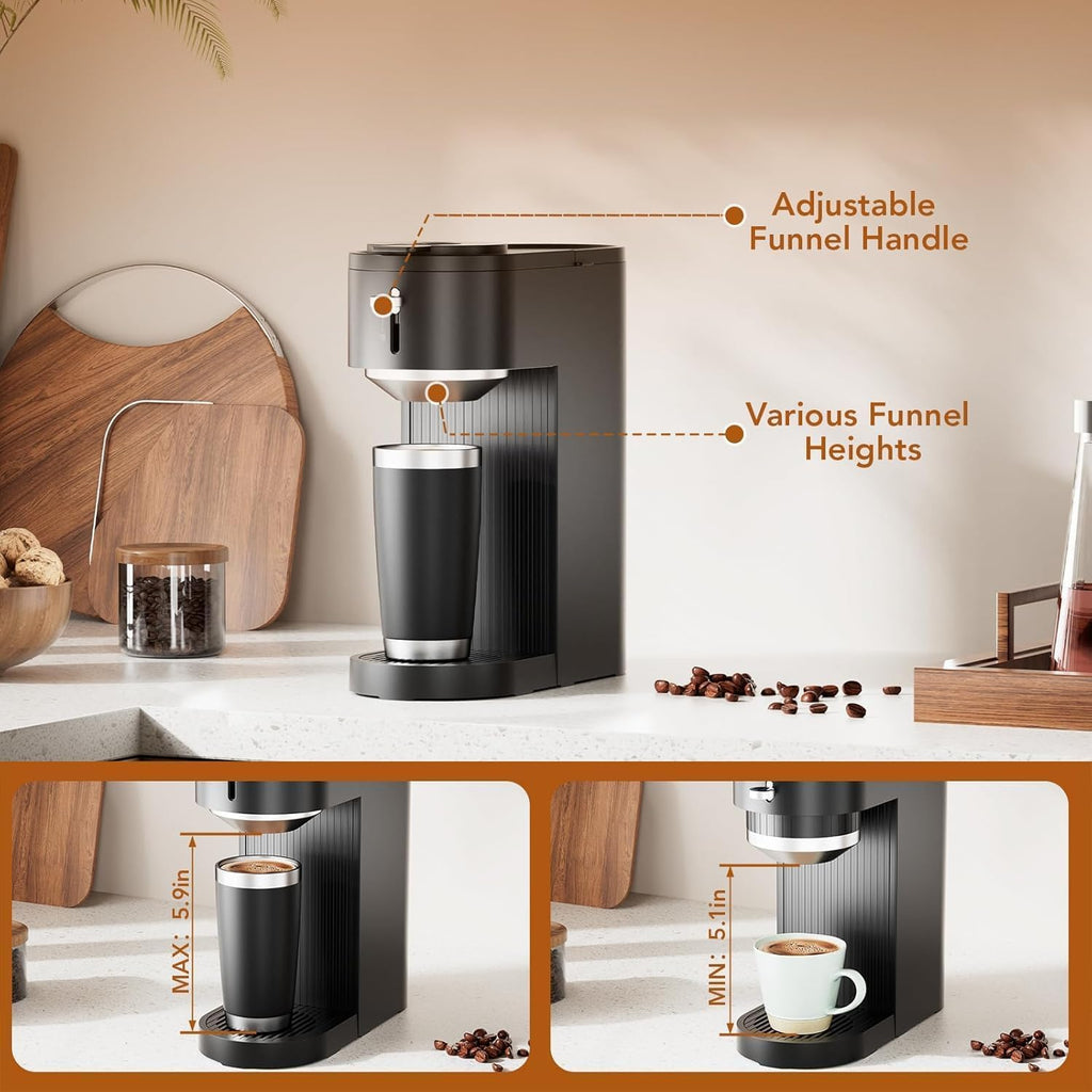 Kismile Single Serve Coffee Maker, 2-in-1 Coffee Pod & Ground Brewer