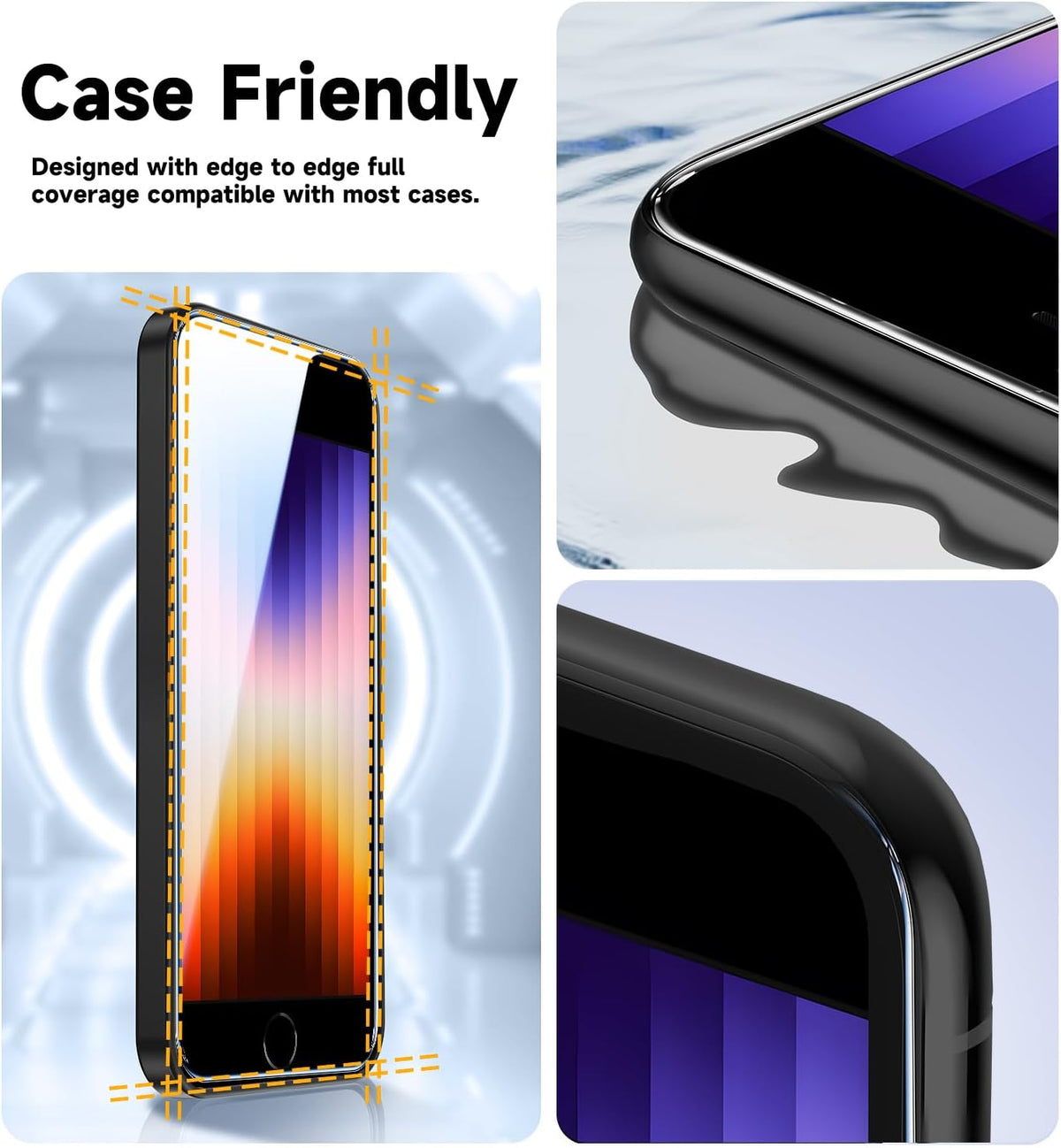 MAGIC JOHN 2 Pack Screen Protector for iPhone SE 3/SE 2 (2022/2020 Edition), iPhone7/8/6 Tempered Glass, Auto Dust-Elimination, Bubble Free, Easy Installation
