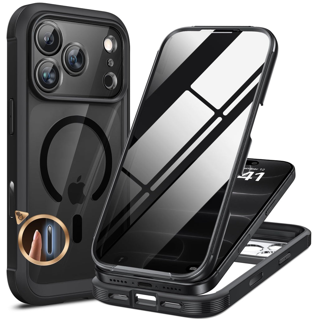 Miracase for iPhone 15 Pro Case 6.1'',with Private Screen Protector,Black