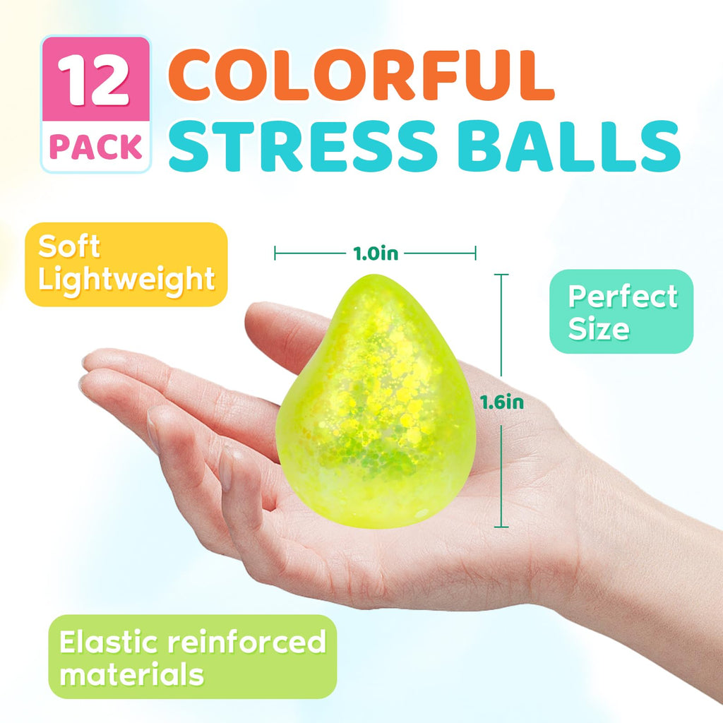 VESPRO 12Pack Fidget Toys Squishy ，Cute Bear Squeeze Ball