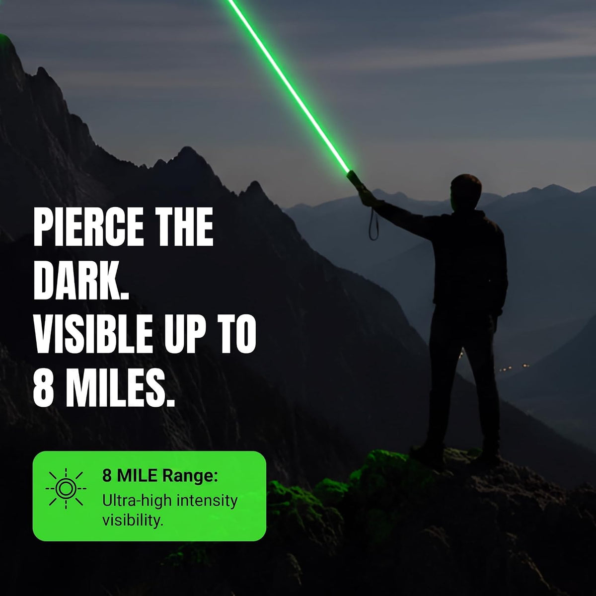 HITEKK High Power Green Laser Pointer | Tactical Long Range Green Laser Pointer | Single Press On/Off Tactical Lazer Pointer | Rechargeable Lazer Pointer and Carrying Case