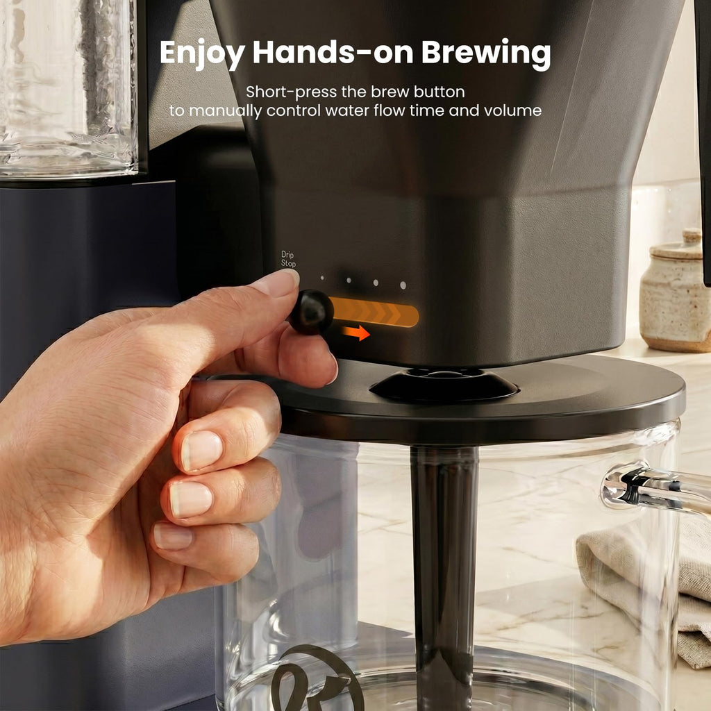 Kismile SCA Certified 8-Cup Coffee Maker, 6-Min Quick Brew, Hot & Cold Brew Coffee Machine, Adjustable Flow Control, Magnetic Anti-Drip, Keep Warm, DIY Manual Mode, Dishwasher Safe, Olive Green