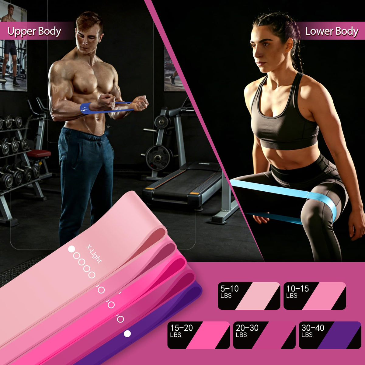 Resistance Bands for Working Out, 5 Levels Exercise Bands Set